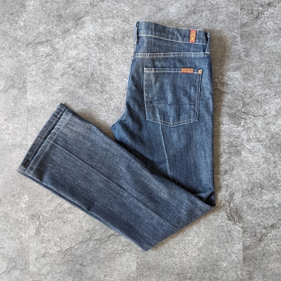 7 FAM creased bootcut wide leg flare jeans